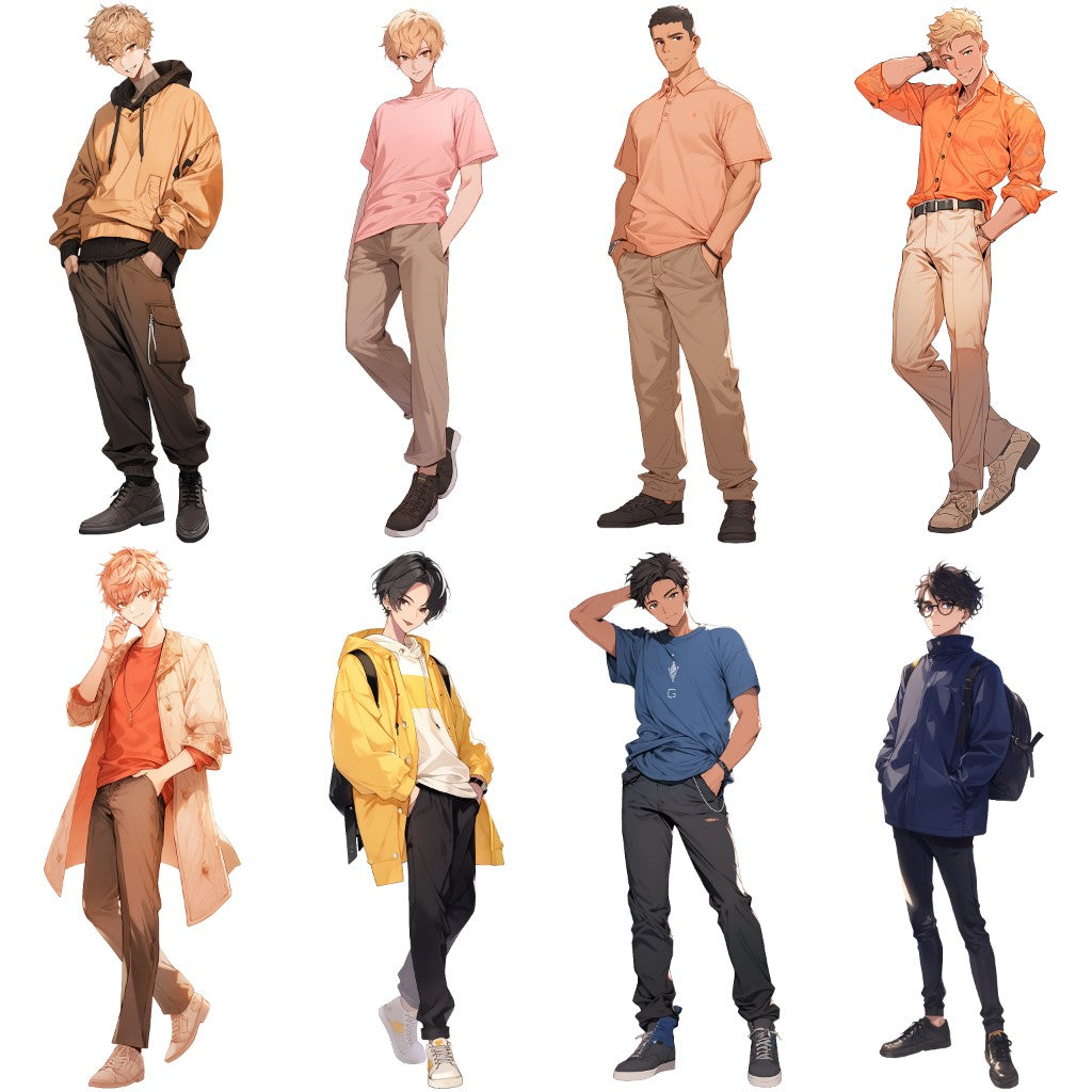 Spring clothes 50 standing illustration (Male Full-body)
