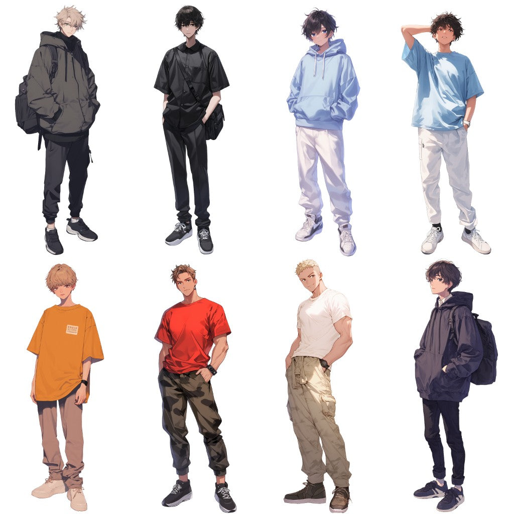 Spring clothes 50 standing illustration (Male Full-body)