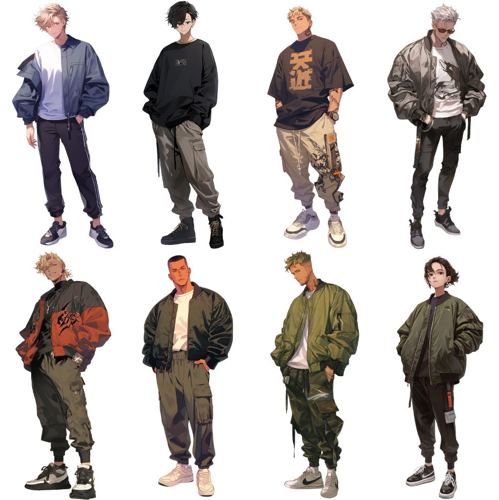 Spring clothes 50 standing illustration (Male Full-body)