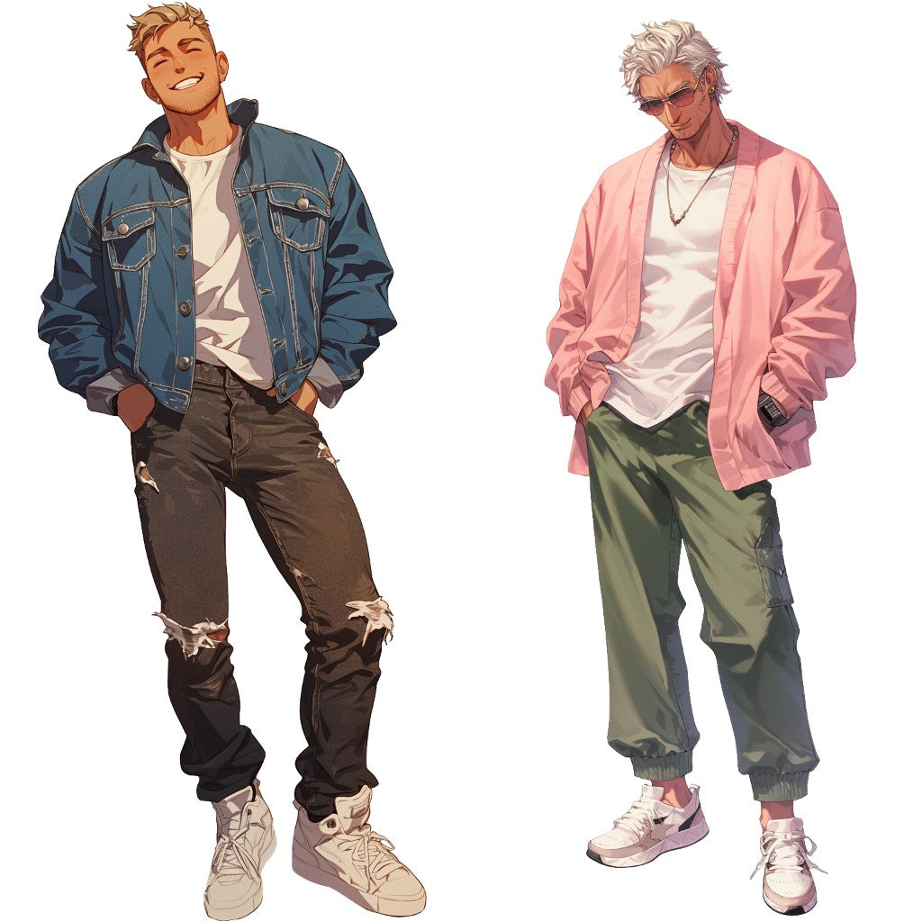 Spring clothes 50 standing illustration (Male Full-body)