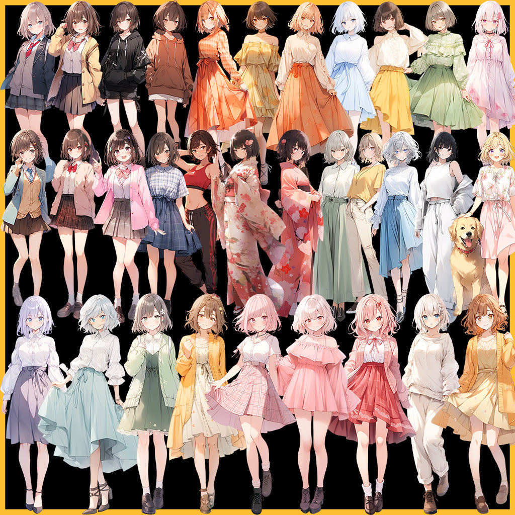 Spring clothes 50 standing illustration (Female Full-body)