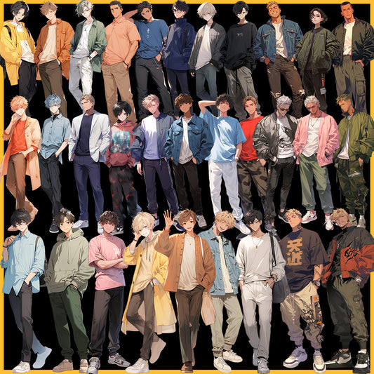 春装50站立插画(男性全身)