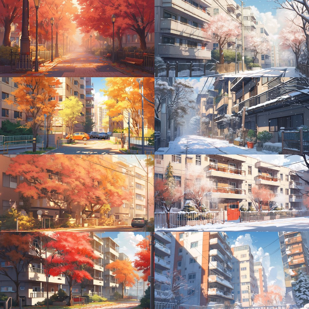 Residential area 180 background illustrations