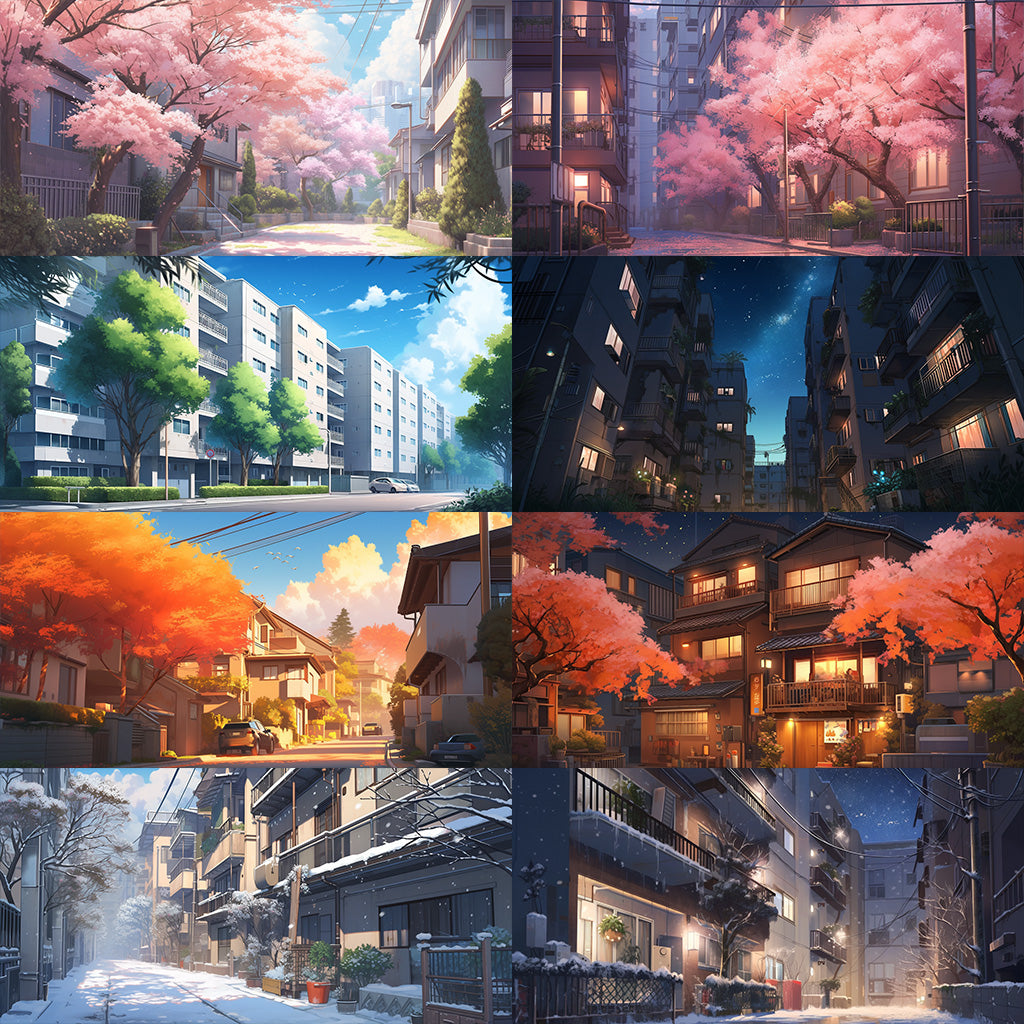 Residential area 180 background illustrations