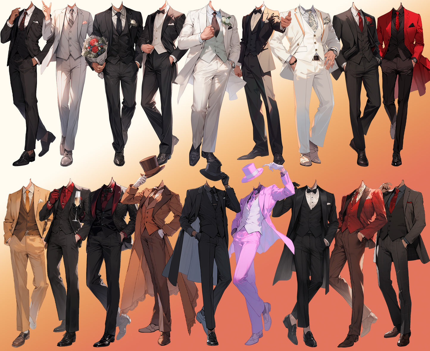 Suit 50 standing illustration (Male)