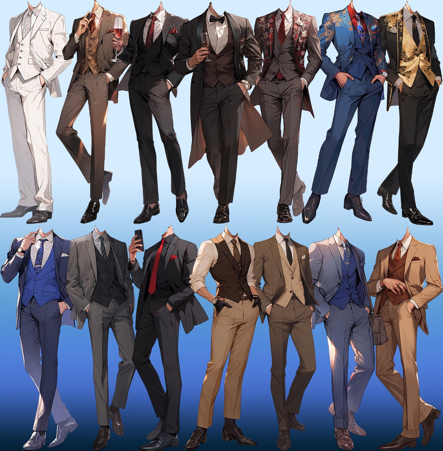 Suit 50 standing illustration (Male)