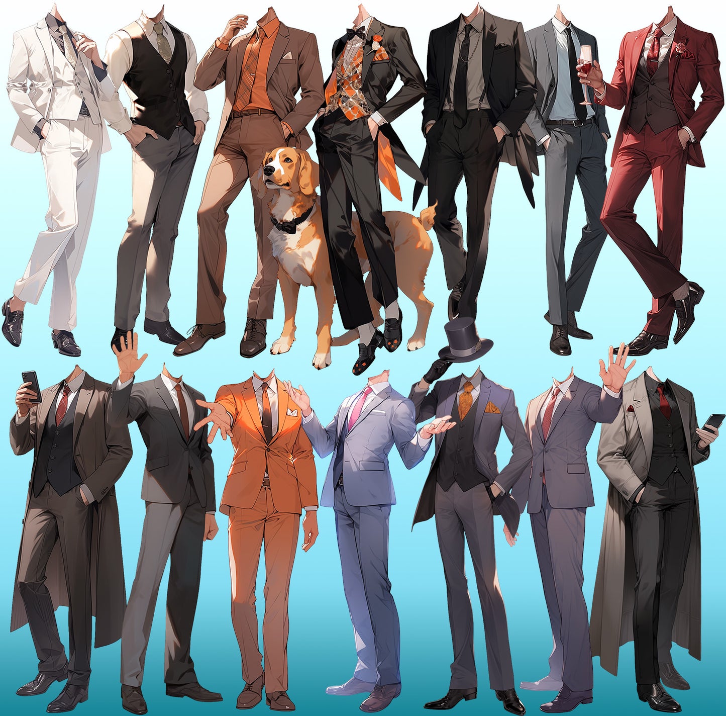 Suit 50 standing illustration (Male)