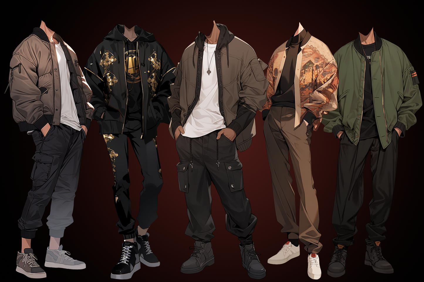 Autumn clothes 50 standing illustration (Male)