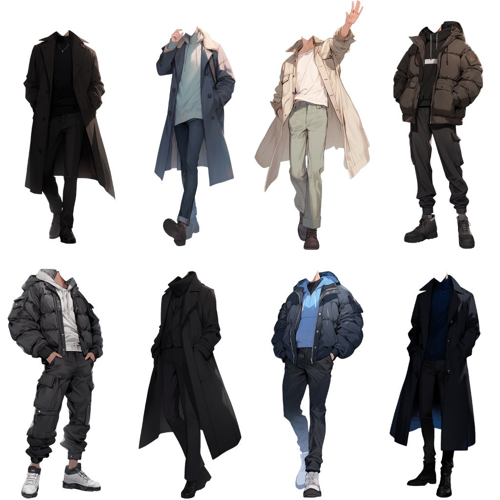 Winter clothes 50 standing illustration (Male)