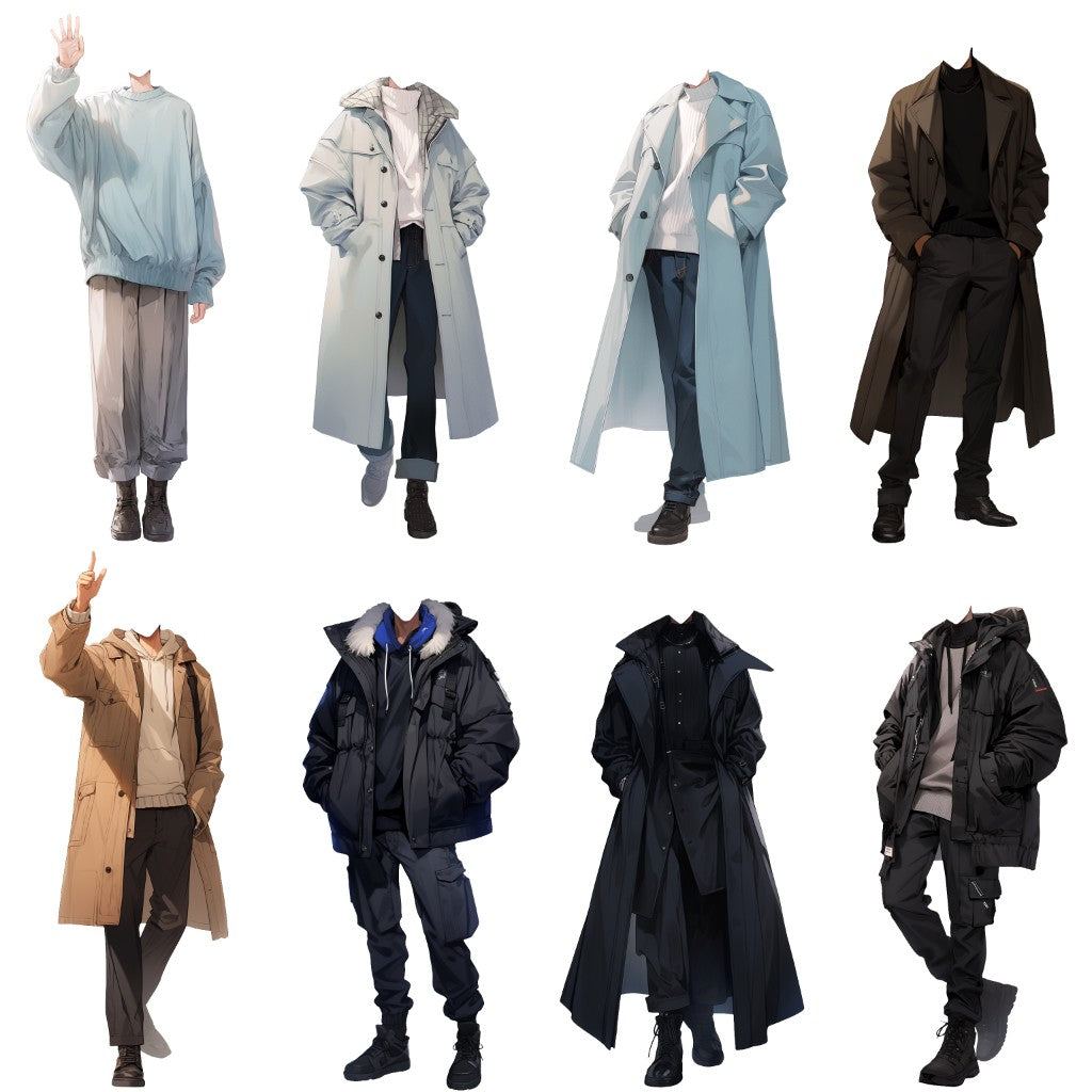 Winter clothes 50 standing illustration (Male)