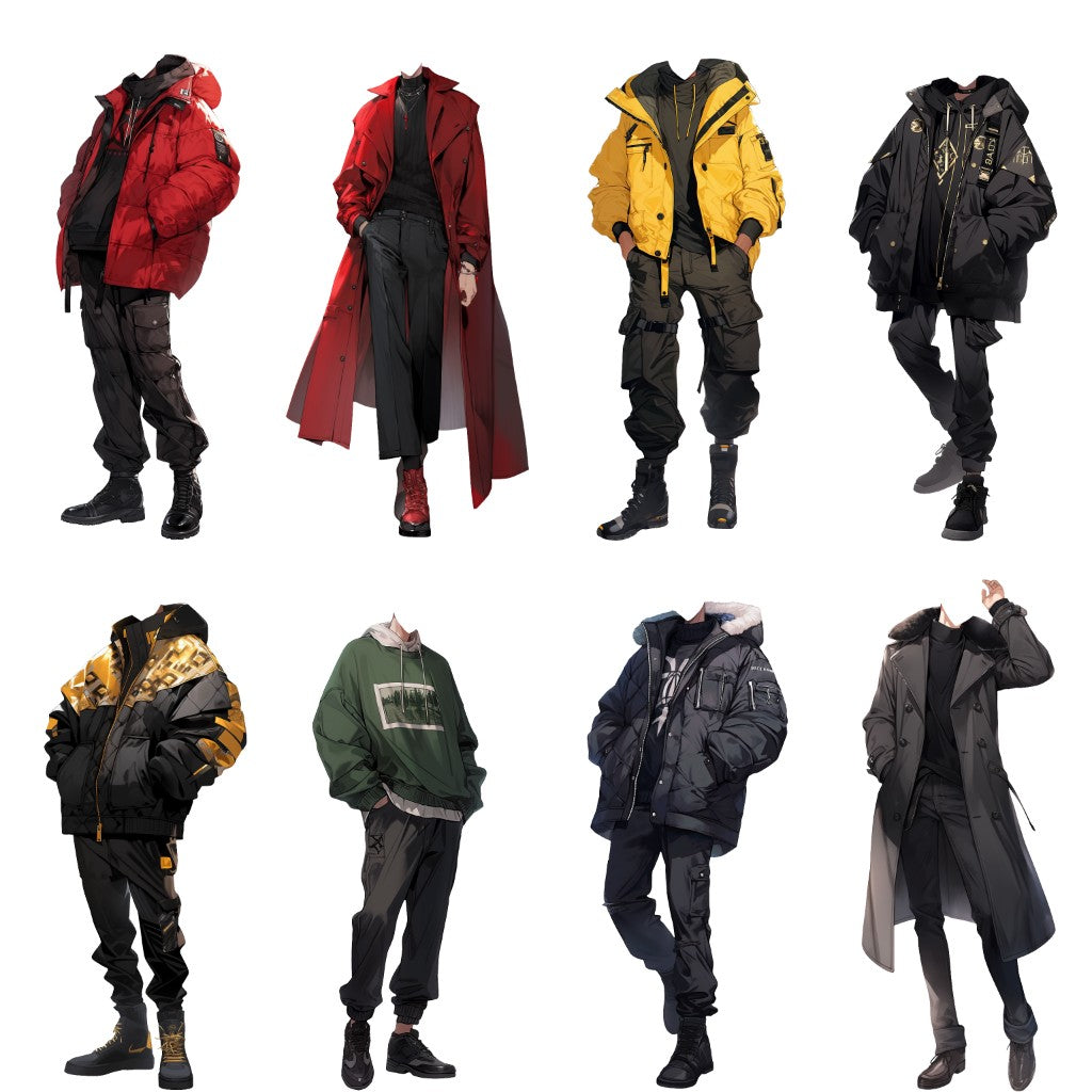 Winter clothes 50 standing illustration (Male)