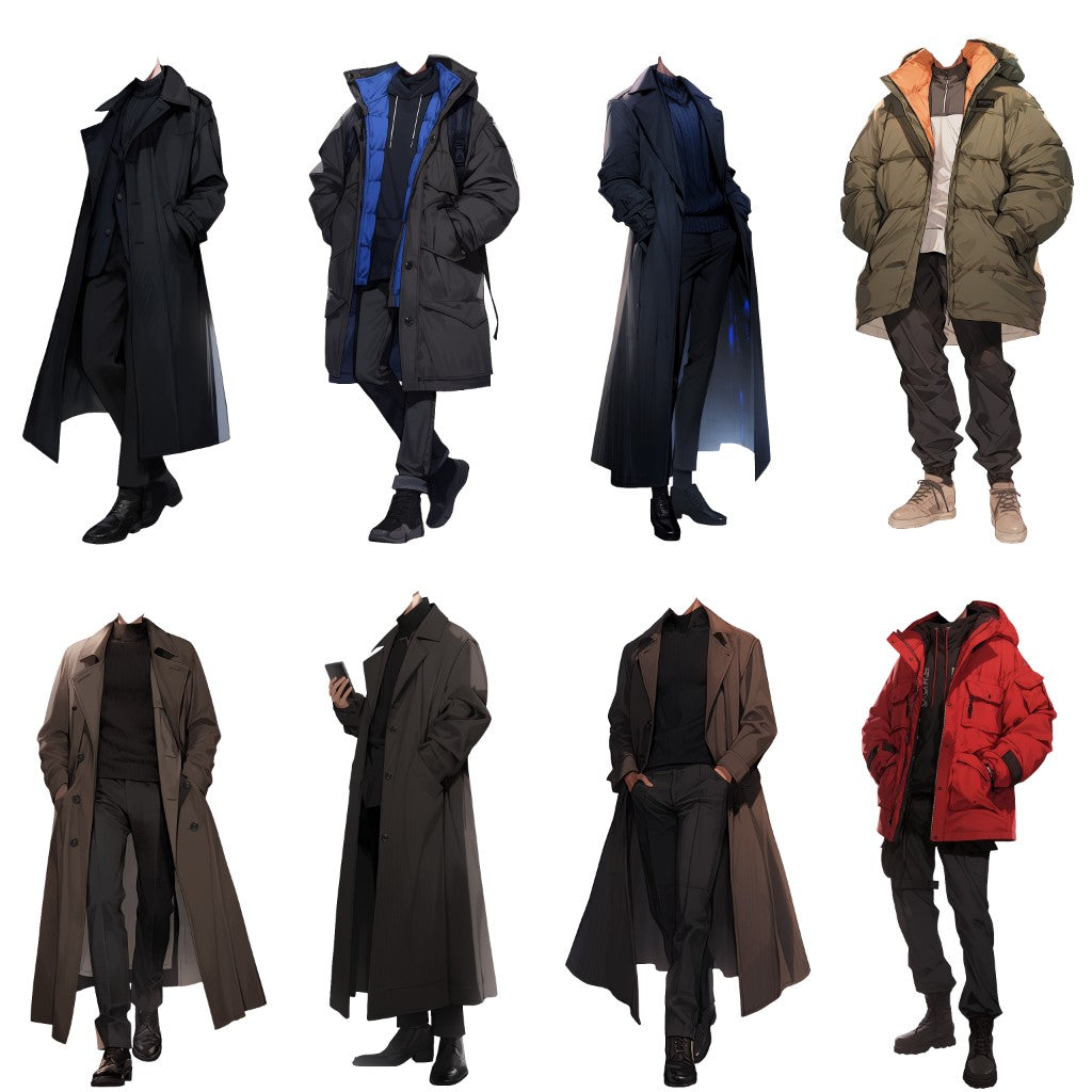 Winter clothes 50 standing illustration (Male)