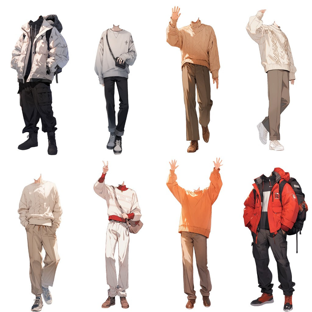 Winter clothes 50 standing illustration (Male)