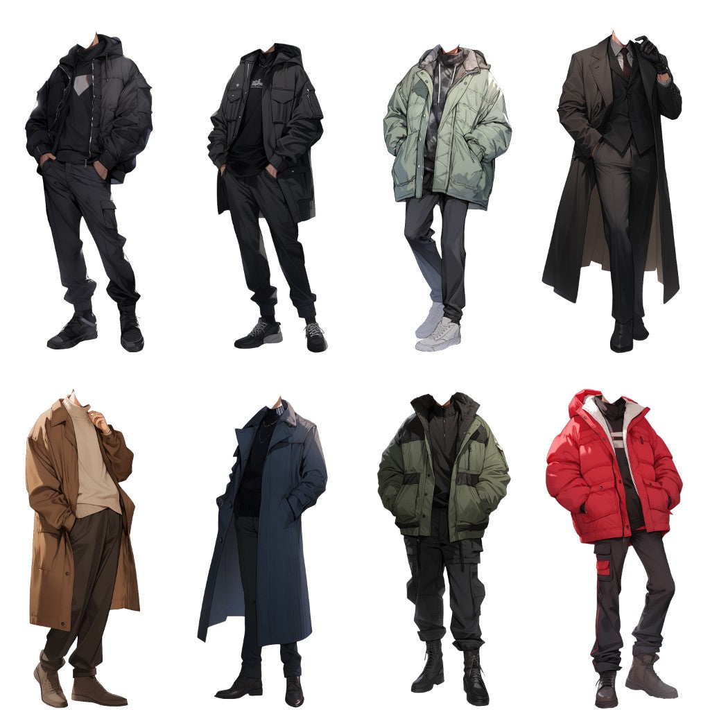 Winter clothes 50 standing illustration (Male)