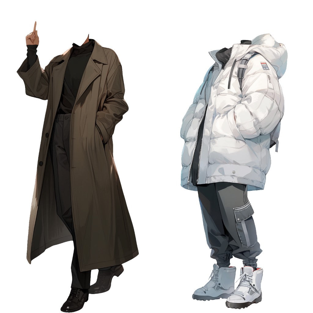 Winter clothes 50 standing illustration (Male)
