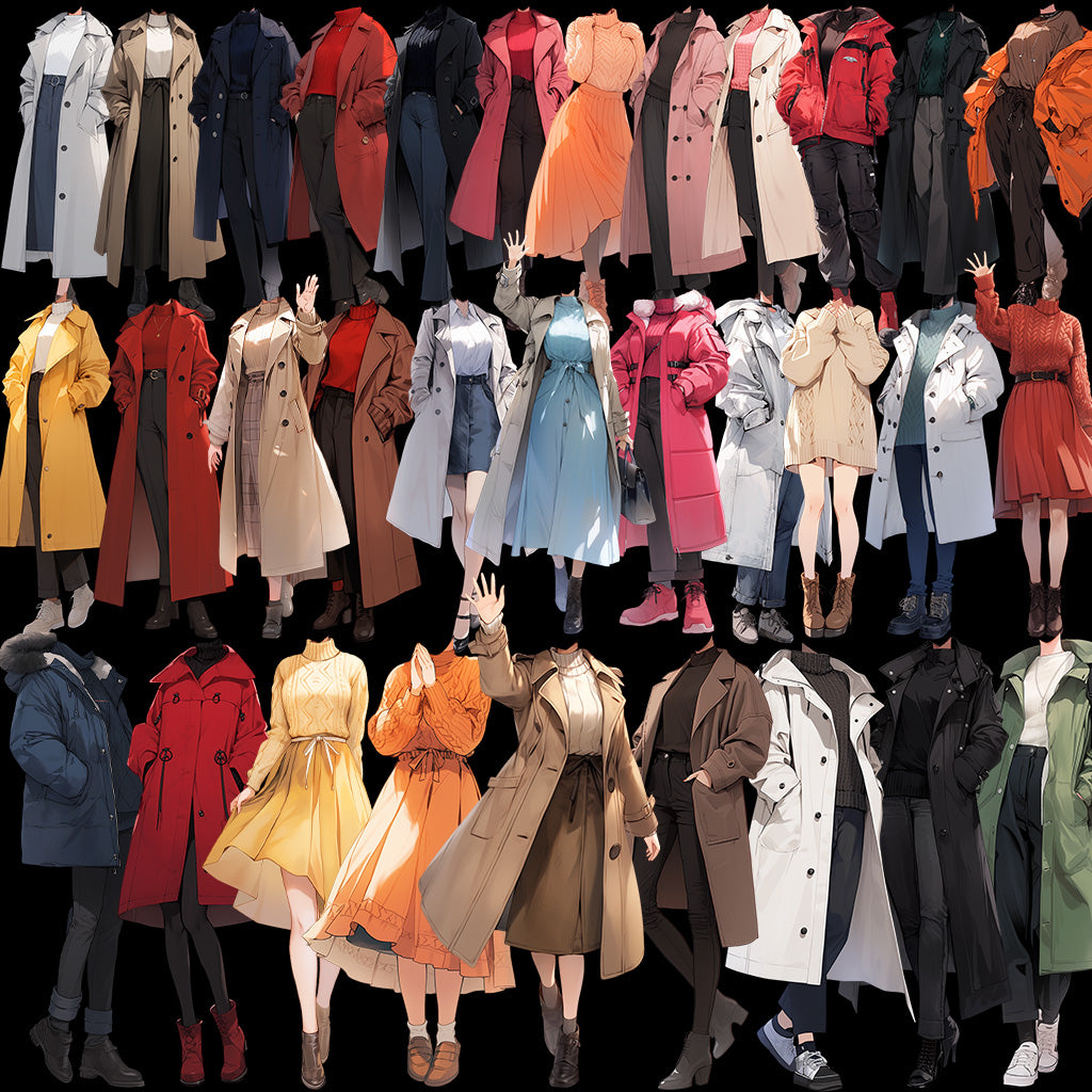 Winter clothes 50 standing illustration (Female)