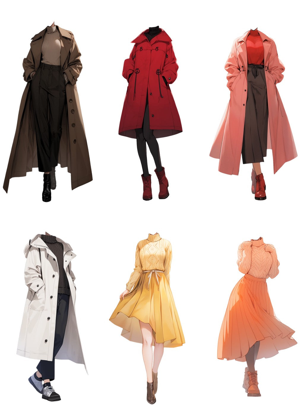 Winter clothes 50 standing illustration (Female)