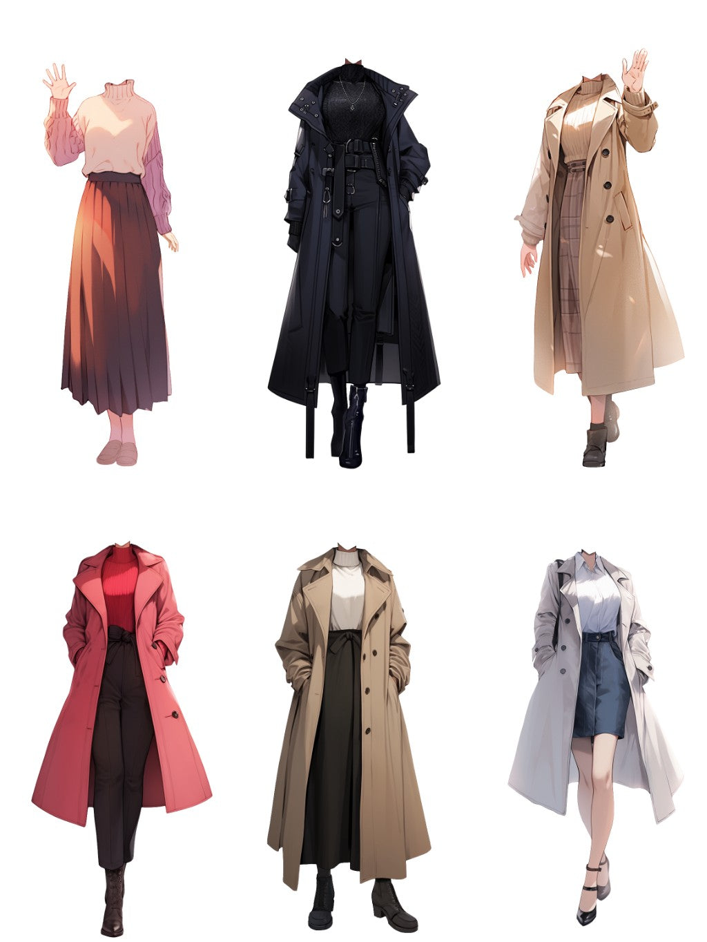 Winter clothes 50 standing illustration (Female)
