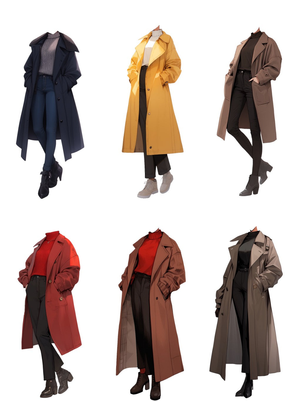 Winter clothes 50 standing illustration (Female)