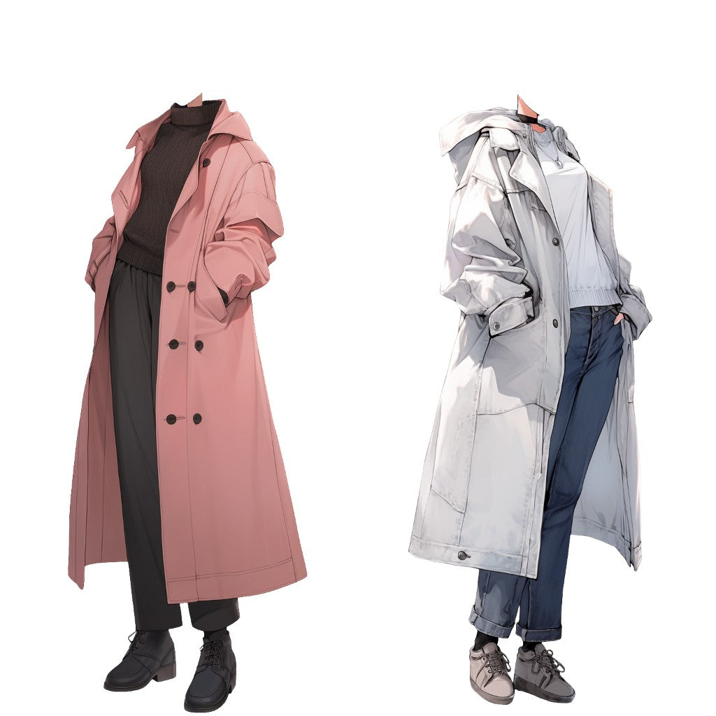 Winter clothes 50 standing illustration (Female)