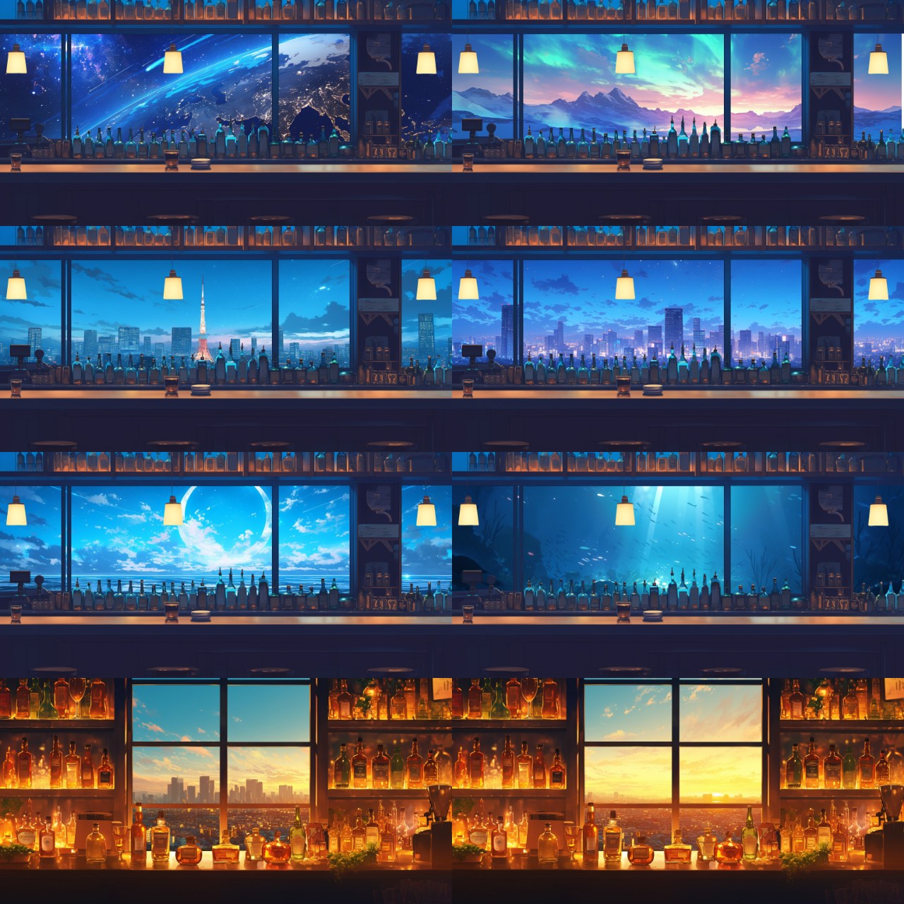 Window Only Transparent Night Room Illustrations