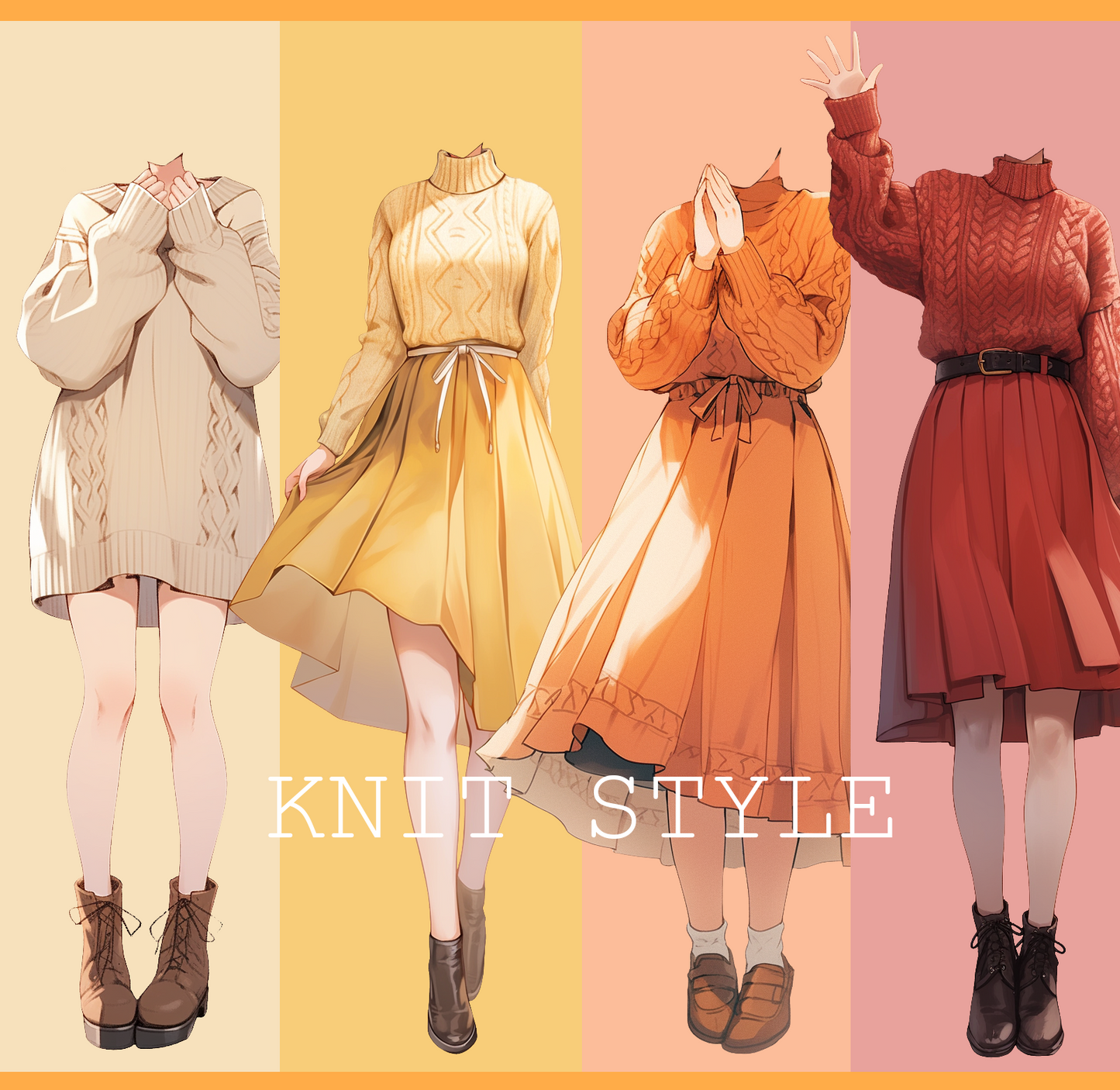 Winter clothes 50 standing illustration (Female)