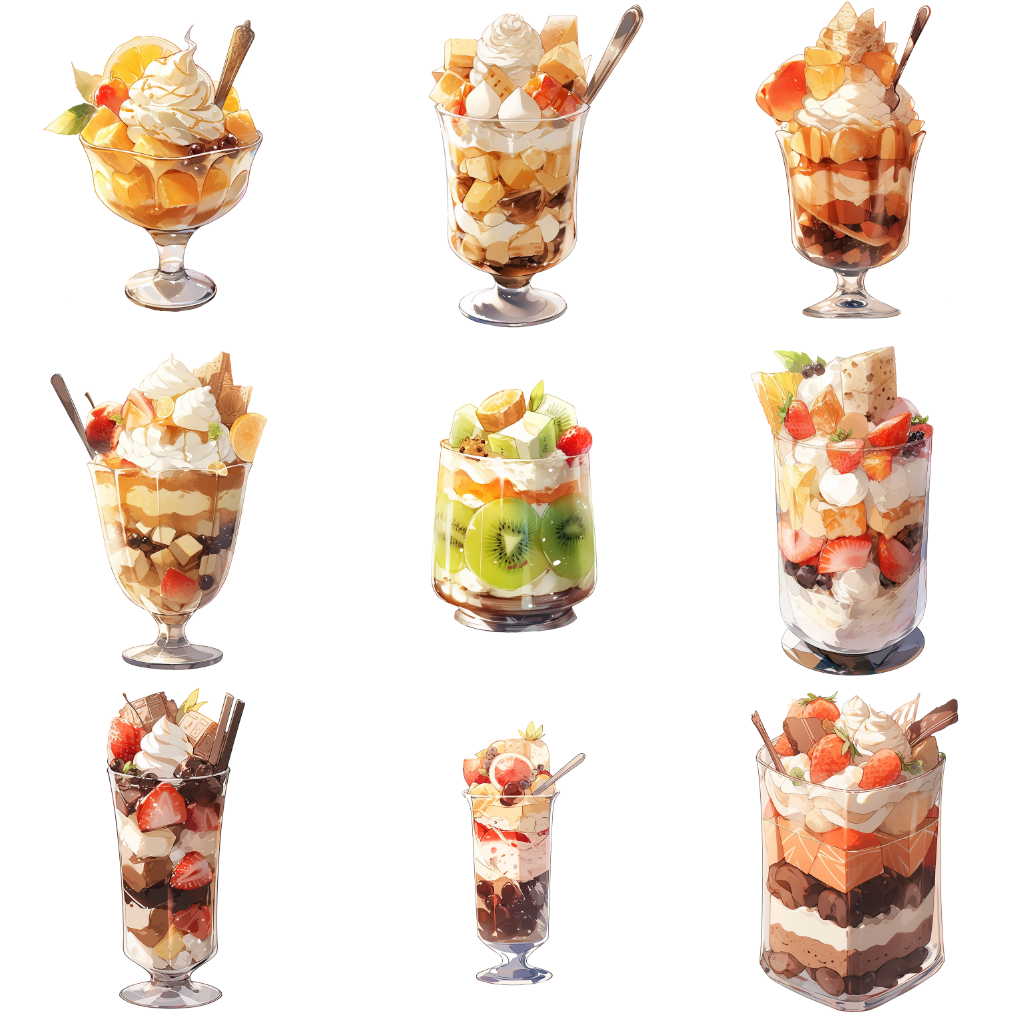 Parfait 50 Illustrations (Transparent PNG)