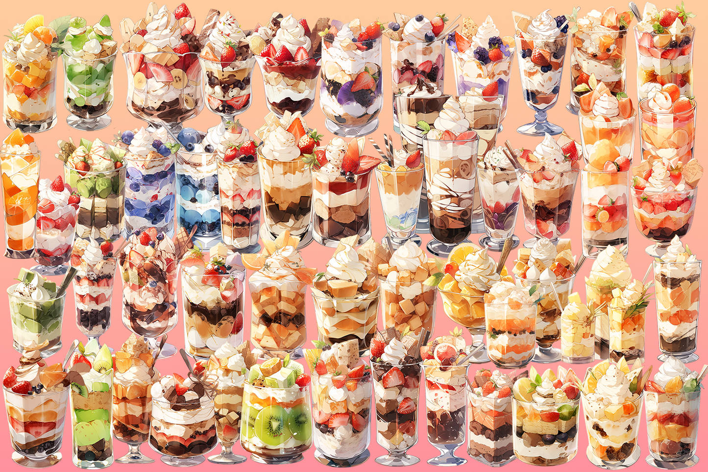 Parfait 50 Illustrations (Transparent PNG)