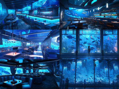 Fantasy aquarium background illustrations