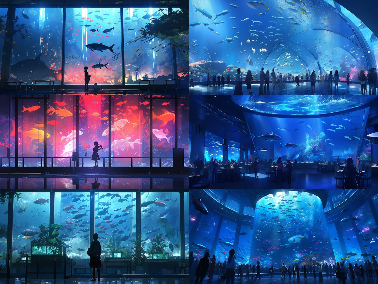 Fantasy aquarium background illustrations