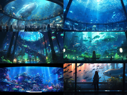 Fantasy aquarium background illustrations