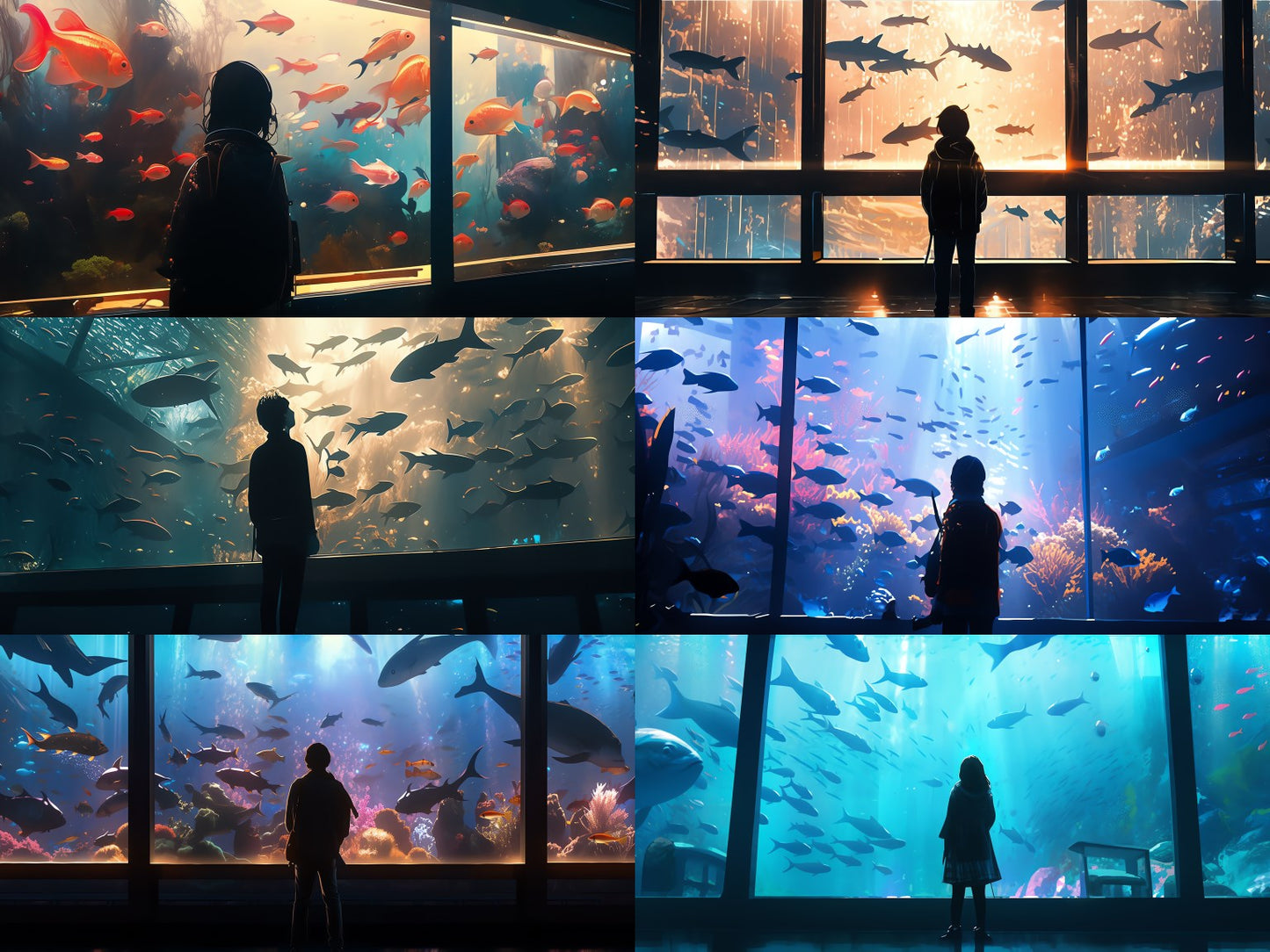 Fantasy aquarium background illustrations