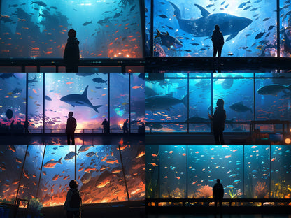 Fantasy aquarium background illustrations