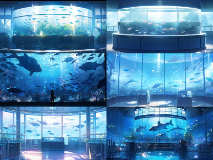 Fantasy aquarium background illustrations