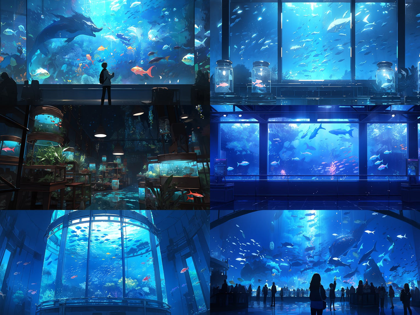 Fantasy aquarium background illustrations