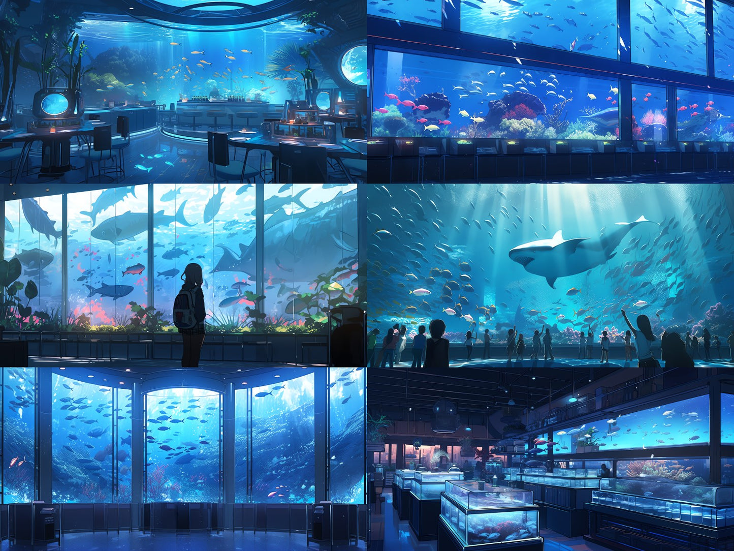 Fantasy aquarium background illustrations