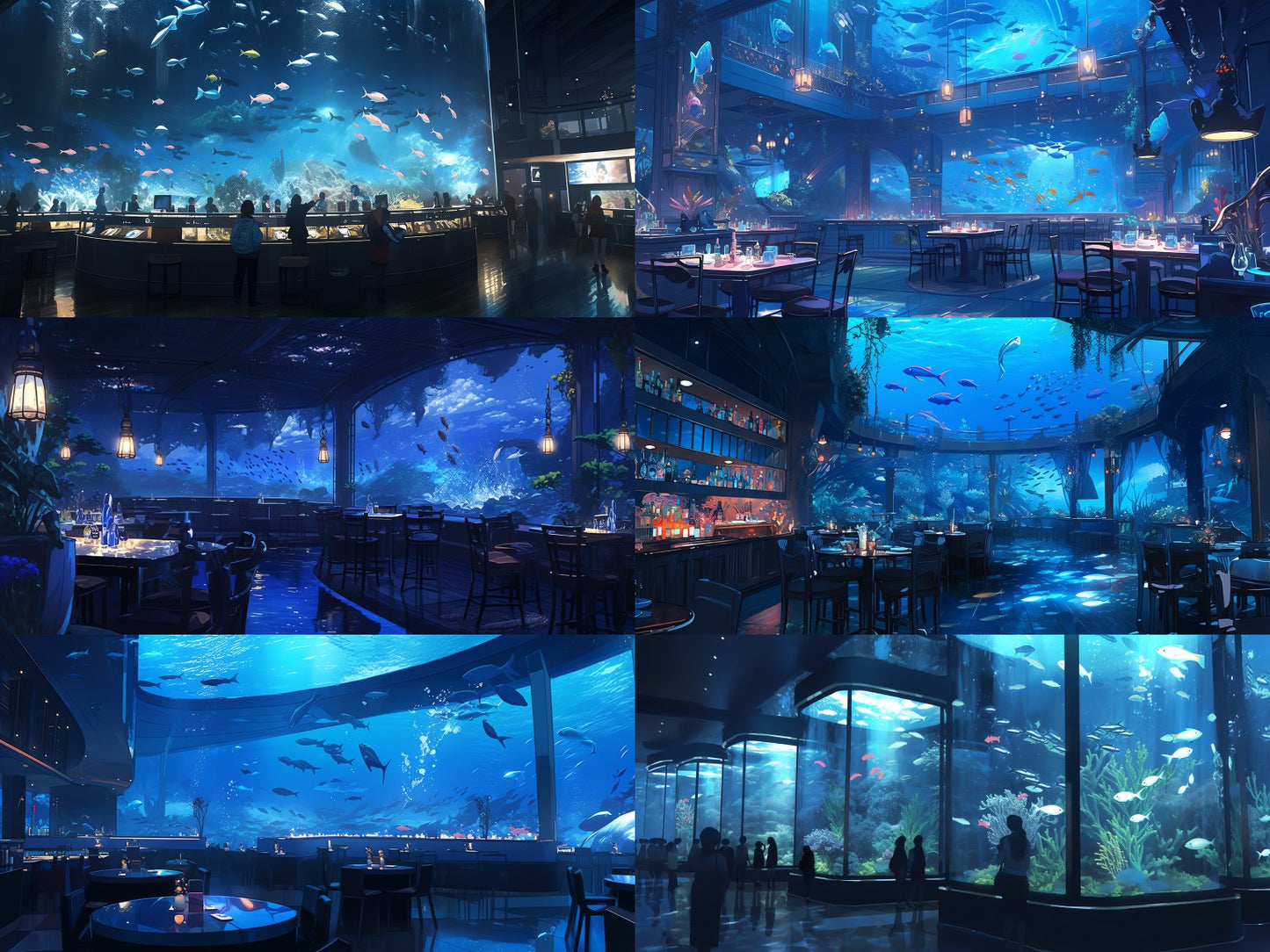 Fantasy aquarium background illustrations