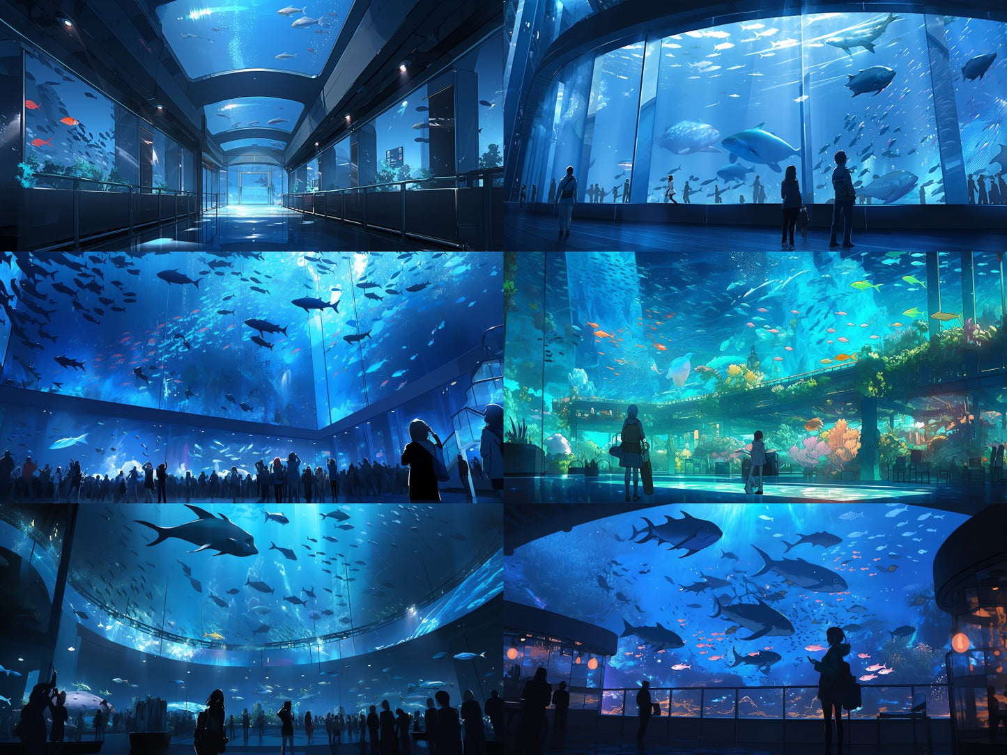 Fantasy aquarium background illustrations