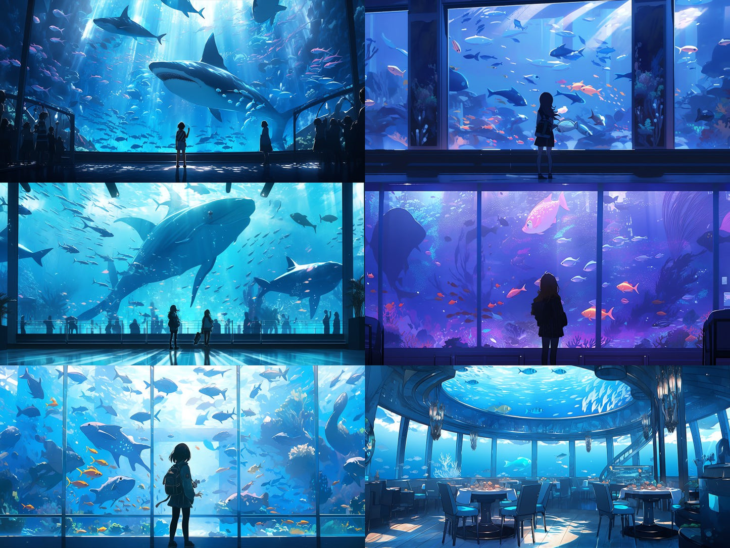 Fantasy aquarium background illustrations