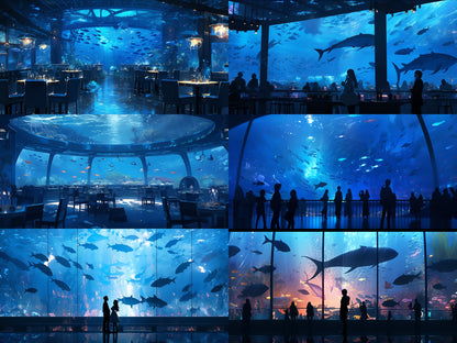 Fantasy aquarium background illustrations