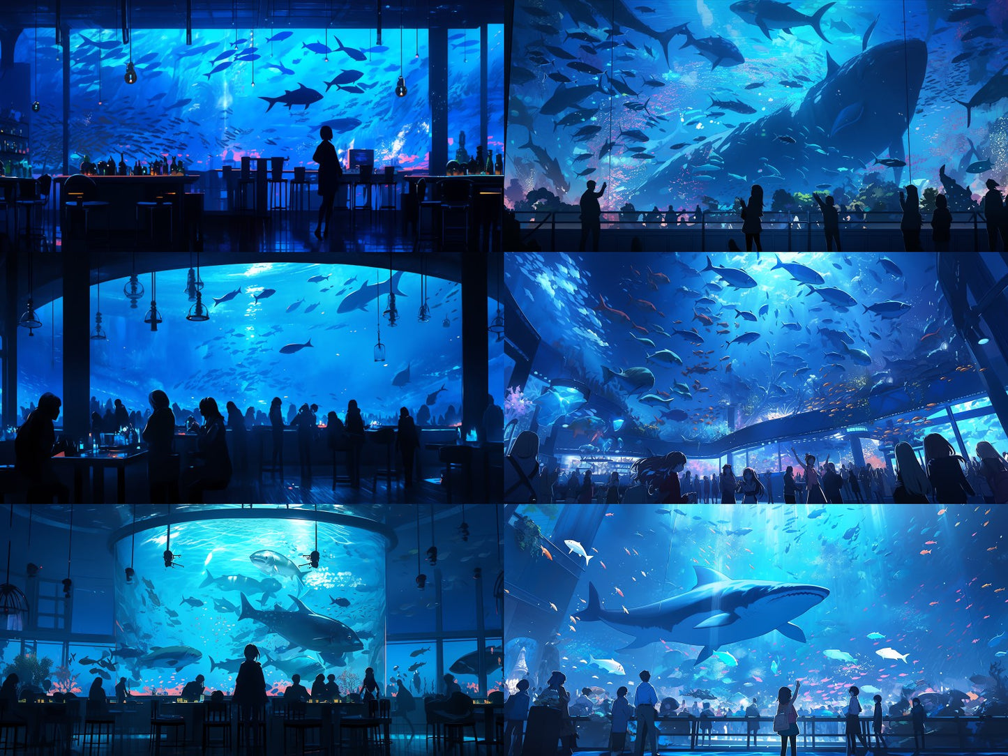 Fantasy aquarium background illustrations