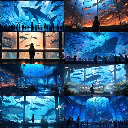 Fantasy aquarium background illustrations