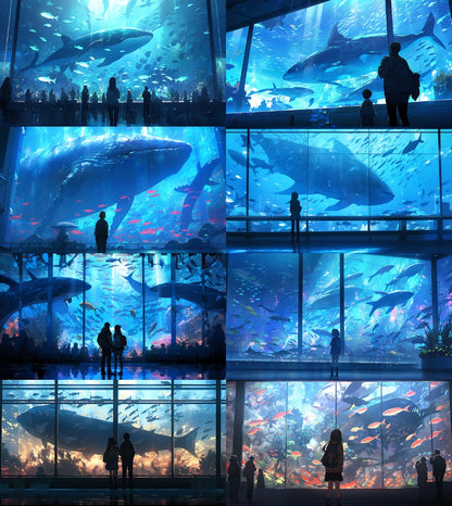 Fantasy aquarium background illustrations