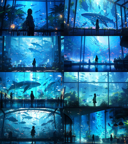 Fantasy aquarium background illustrations