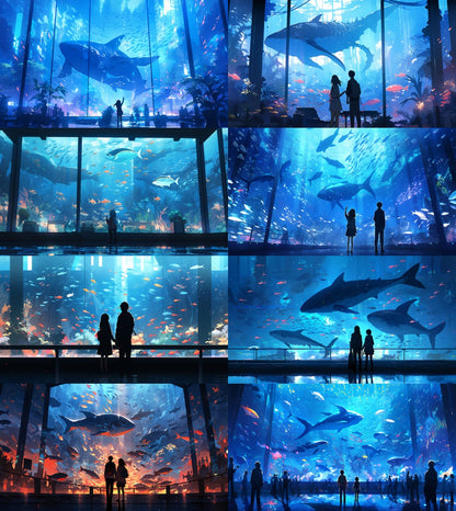 Fantasy aquarium background illustrations