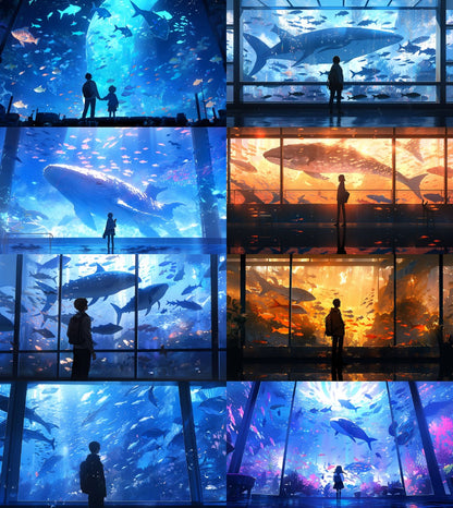 Fantasy aquarium background illustrations