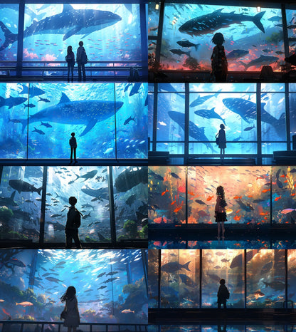 Fantasy aquarium background illustrations