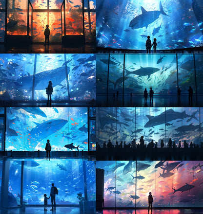 Fantasy aquarium background illustrations