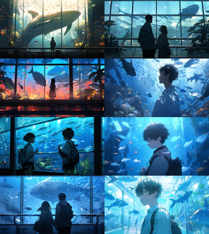 Fantasy aquarium background illustrations