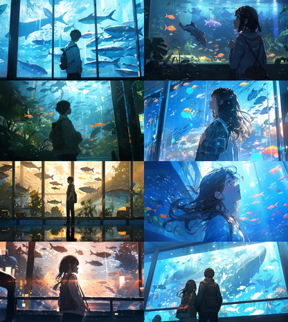 Fantasy aquarium background illustrations